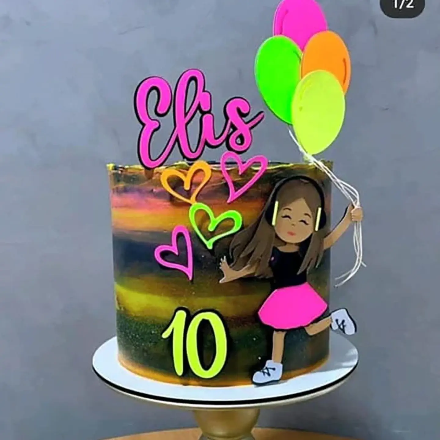 arquivo topo de bolo boneca com balões neon 1