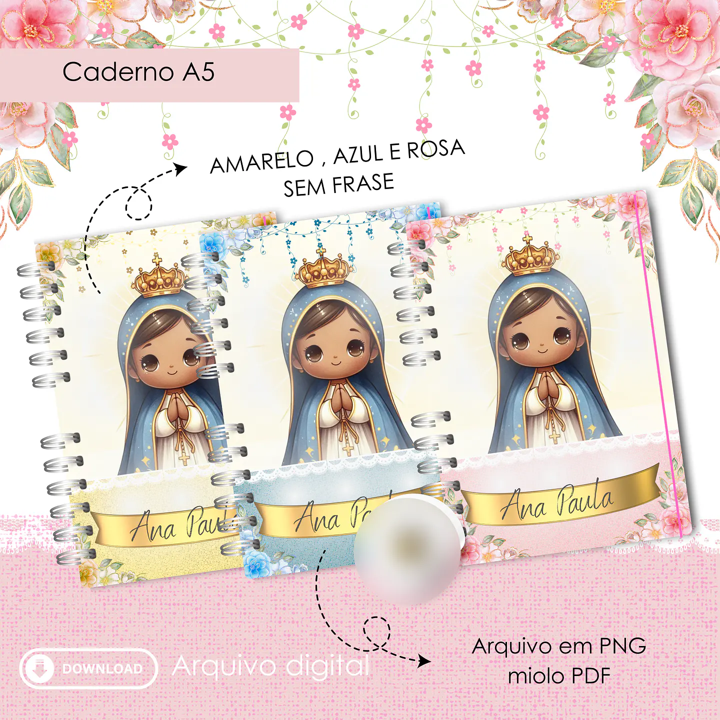 Arquivo Encadernação Caderno A5 Nossa Senhora 2