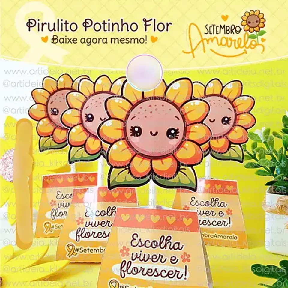Arquivo Setembro Amarelo Pirulito Potinho de Flor - art ideia 1