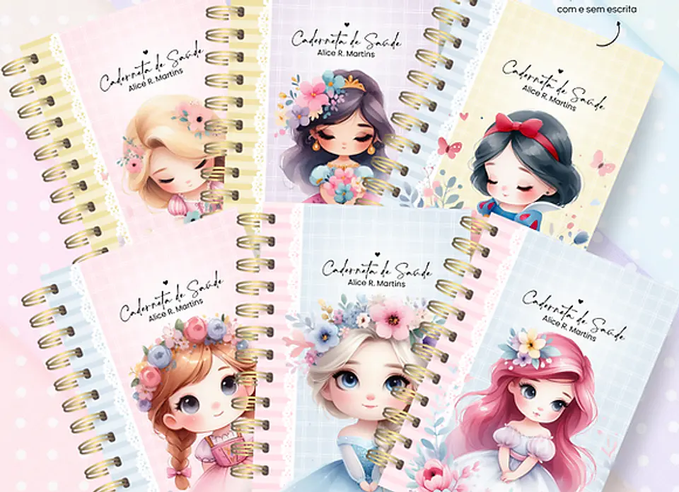 Arquivo Combo Capas Caderneta Princesas Disney - encaderna com amor 1