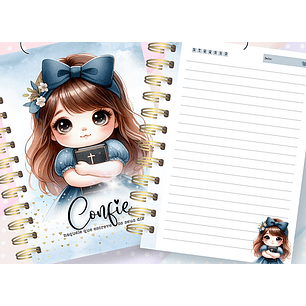 Arquivo Encadernação Caderno Confie 2 Menina com Biblia - Encaderna com amor