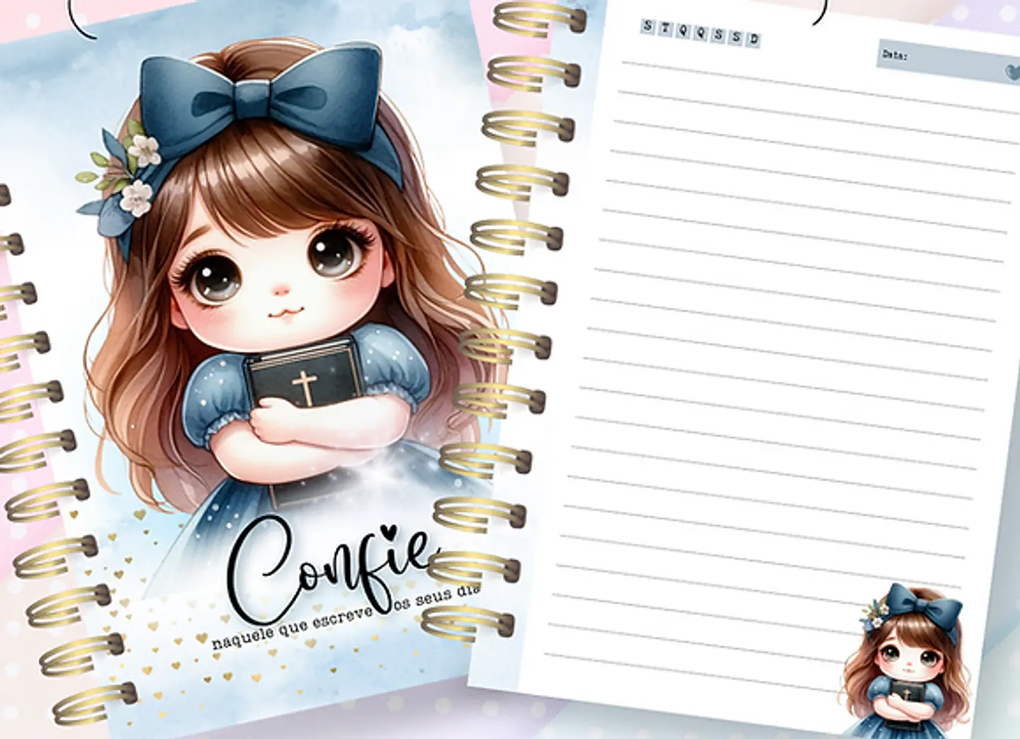 Arquivo Encadernação Caderno Confie 2 Menina com Biblia - Encaderna com amor 1