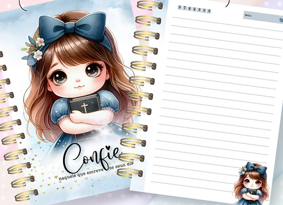 Arquivo Encadernação Caderno Confie 2 Menina com Biblia - Encaderna com amor 1
