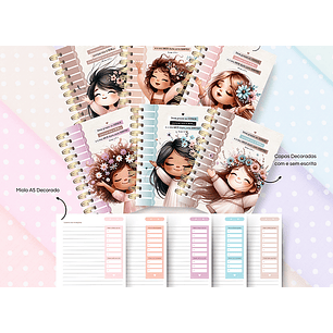 Arquivo Combo Cadernos Meninas Floral Coleção Adorai - encaderna com amor