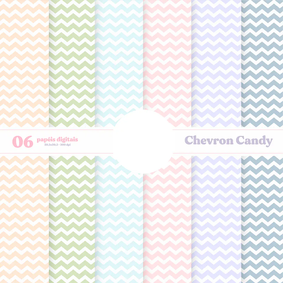 Kit Digital Papéis Chevron Candy - VÊ 1
