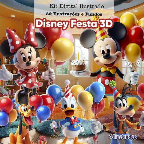 Kit Digital Disney Festa 3D - Illustradeb