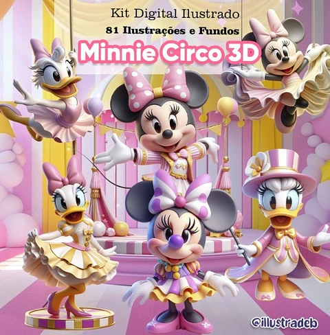Kit Digital Minnie Circo 3d - Illustradeb