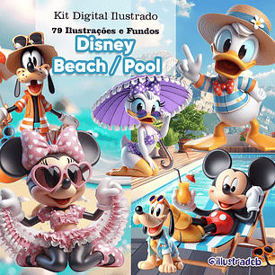 Kit Digital Pool Party do Mickey - Illustradeb
