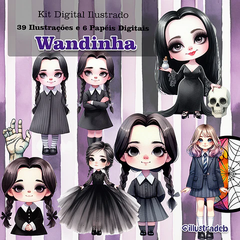 Kit Digital Wandinha - Illustradeb