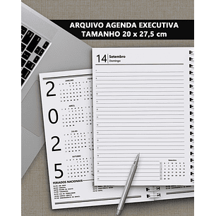 Arquivo Miolo Agenda Executiva 2025 tamanho 20 x 27.5 cm A4 com 1 dia por página - Bicho Papel