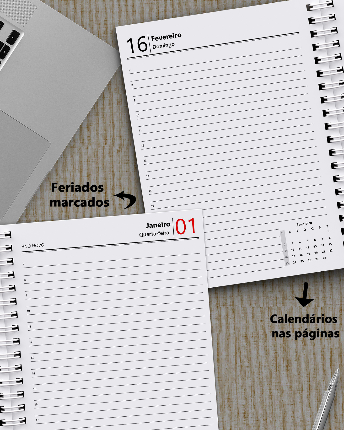 Arquivo Miolo Agenda Executiva 2025 tamanho 20 x 27.5 cm A4 com 1 dia por página - Bicho Papel 3