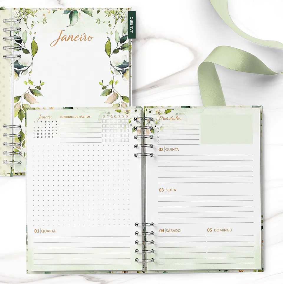 Arquivo Planner 2025 Coleção Rosas Brancas - bicho papel 5