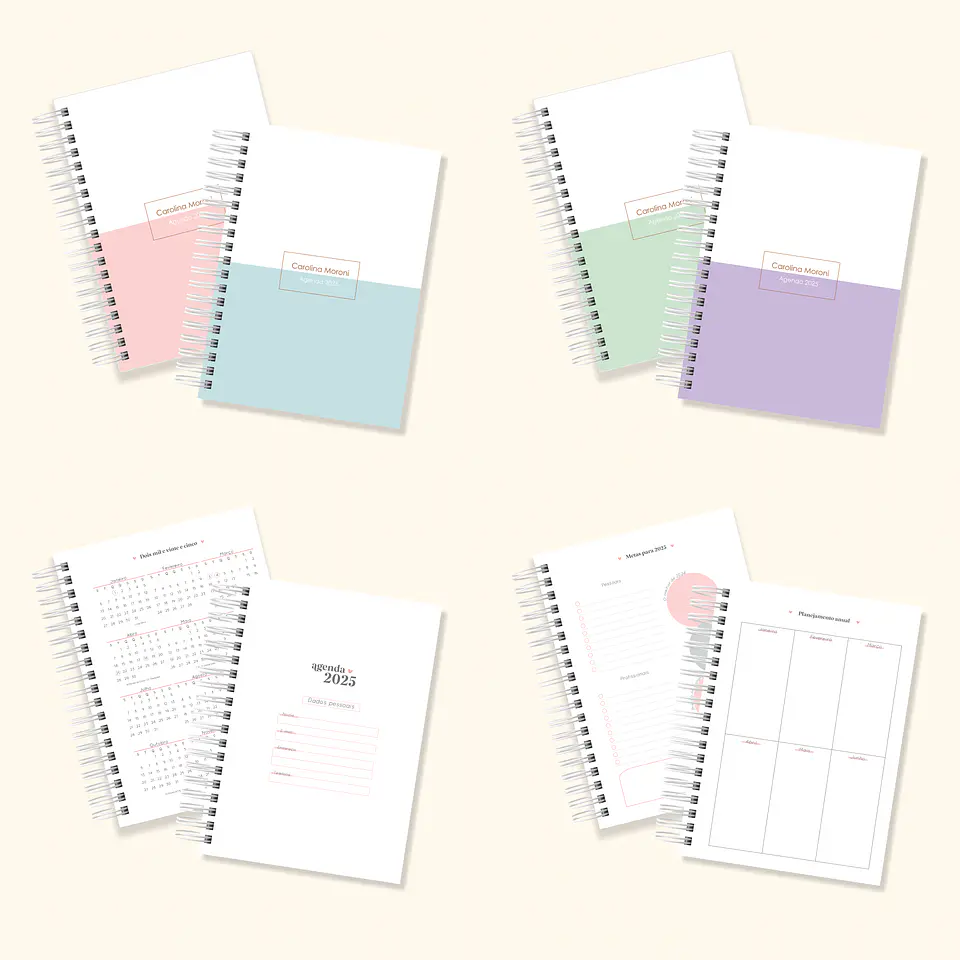 Arquivo Agenda 1 dia por Página 2025 - com e sem horário - cuteb 1