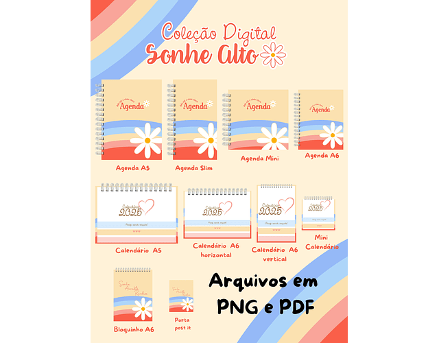 Arquivo Combo Agendas e Calendários 2025 - Coleção Sonhe Alto - GB