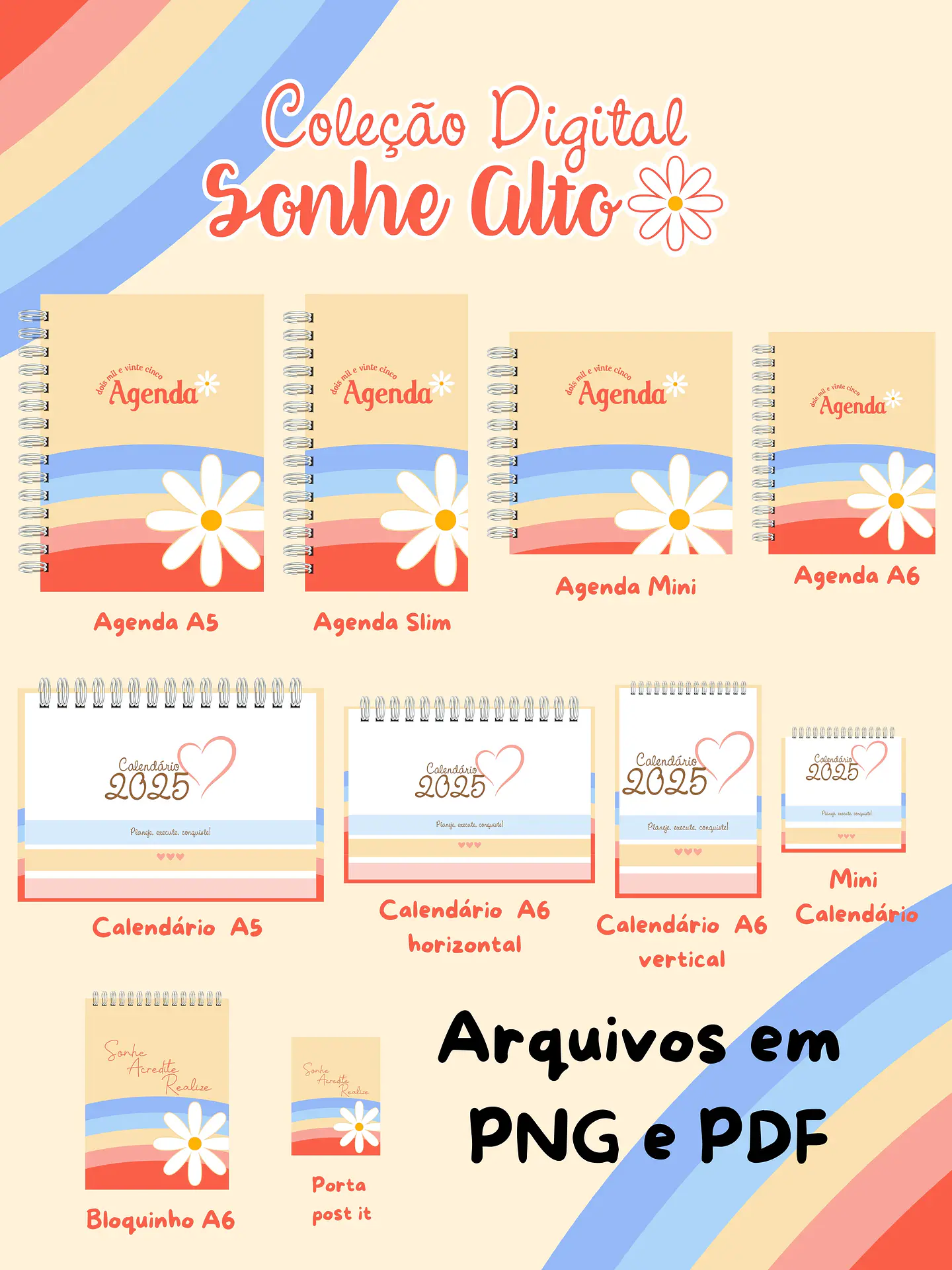Arquivo Combo Agendas e Calendários 2025 - Coleção Sonhe Alto - GB 1