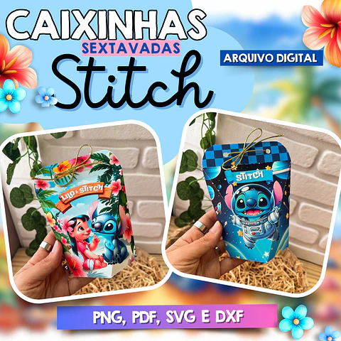 Arquivo Caixas Sextavada Stitch - ilustracin