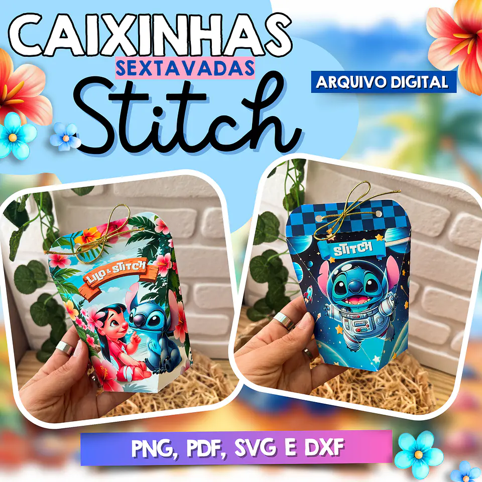 Arquivo Caixas Sextavada Stitch - ilustracin 1
