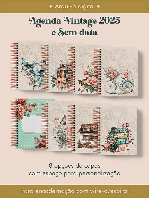 Arquivo Agenda Vintage 2025 e sem data - PERFEITO MIOLO