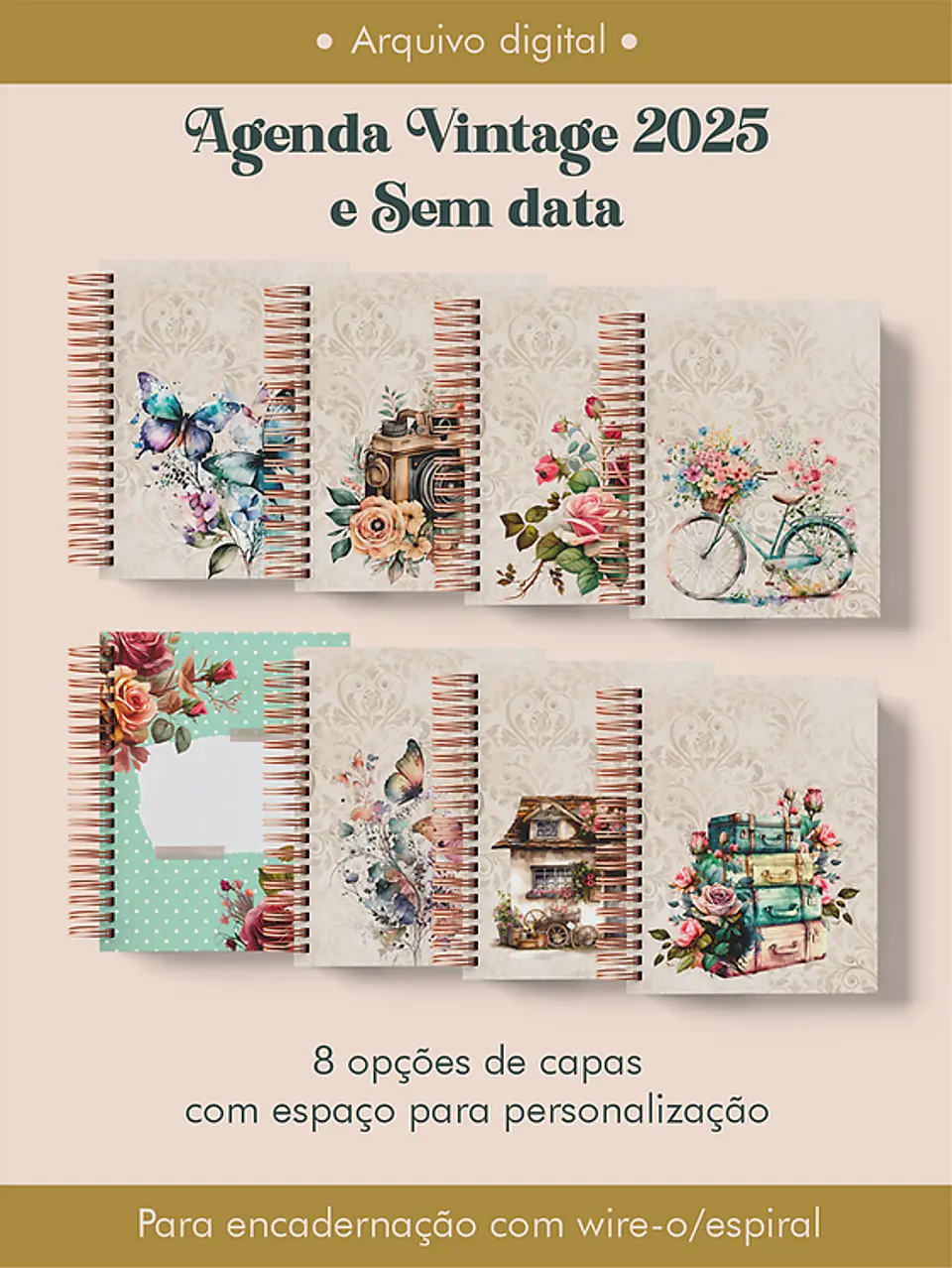 Arquivo Agenda Vintage 2025 e sem data - PERFEITO MIOLO 1