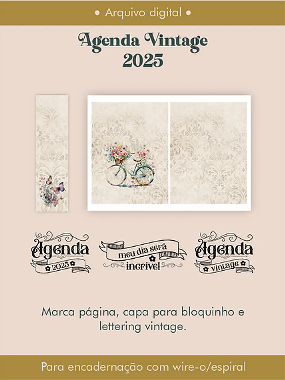 Arquivo Agenda Vintage 2025 e sem data - PERFEITO MIOLO 3
