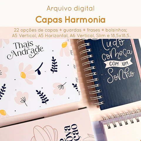 Arquivo Combo Capas A5, A6, 18x18 e Slim | Harmonia - papel sorriso