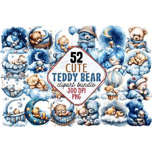 Kit Digital Ursinho Azul Dormindo