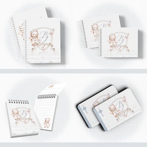 Arquivo Encadernação Baby Astronauta Monograma - papel amado