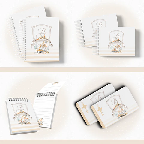 Arquivo Encadernação Baby Construção Monograma - papel amado