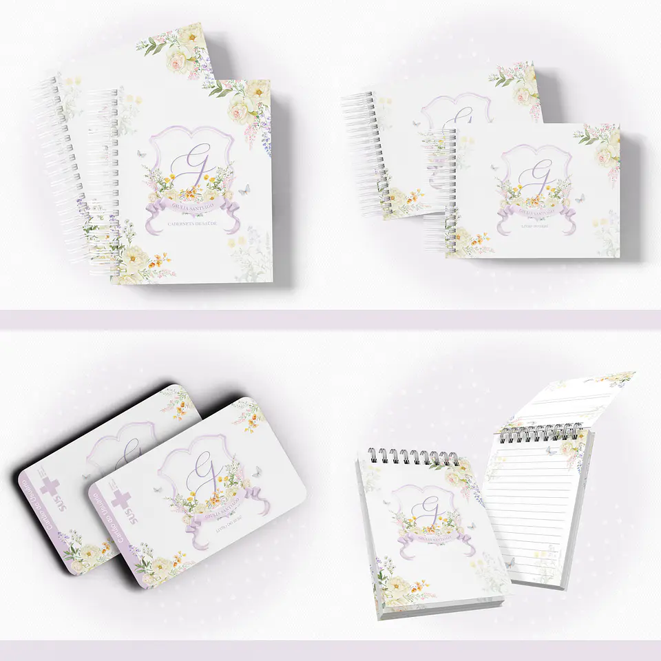 Arquivo Encadernação Baby Floral Borboleta Monograma - papel amado 1