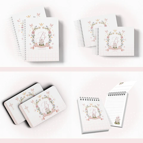 Arquivo Encadernação Baby Princesa Floral Monograma - papel amado