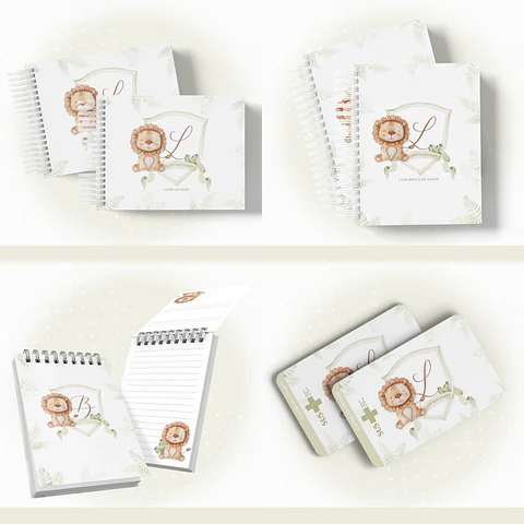 Arquivo Encadernação Baby Leãozinho Monograma - papel amado