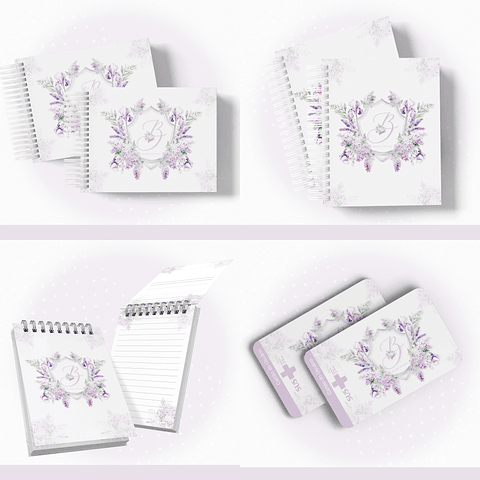 Arquivo Encadernação Baby Floral Lilás Monograma - papel amado