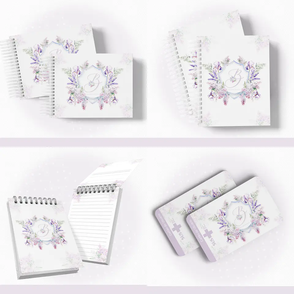 Arquivo Encadernação Baby Floral Lilás Monograma - papel amado 1