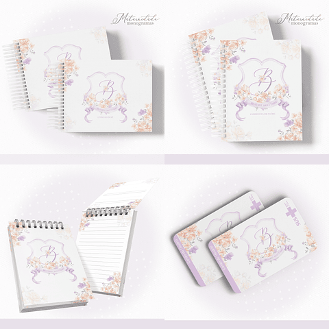 Arquivo Encadernação Baby Floral Lilás Monograma - papel amado