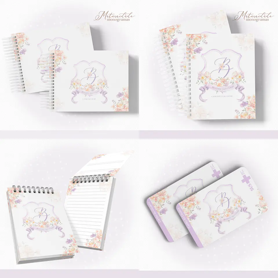 Arquivo Encadernação Baby Floral Lilás Monograma - papel amado 1