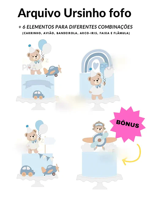 Arquivo Topo de Bolo Ursinho Fofo