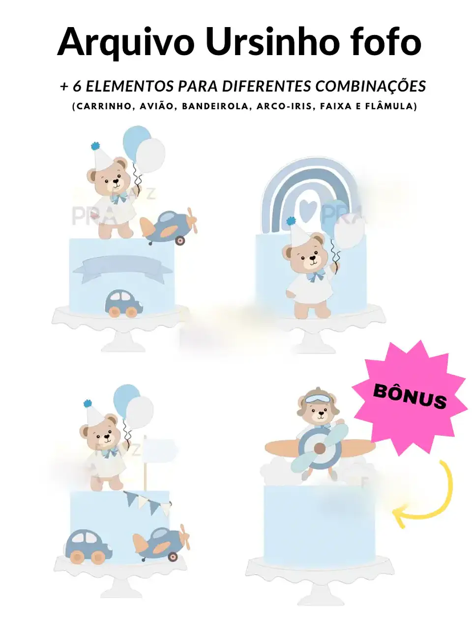 Arquivo Topo de Bolo Ursinho Fofo 1