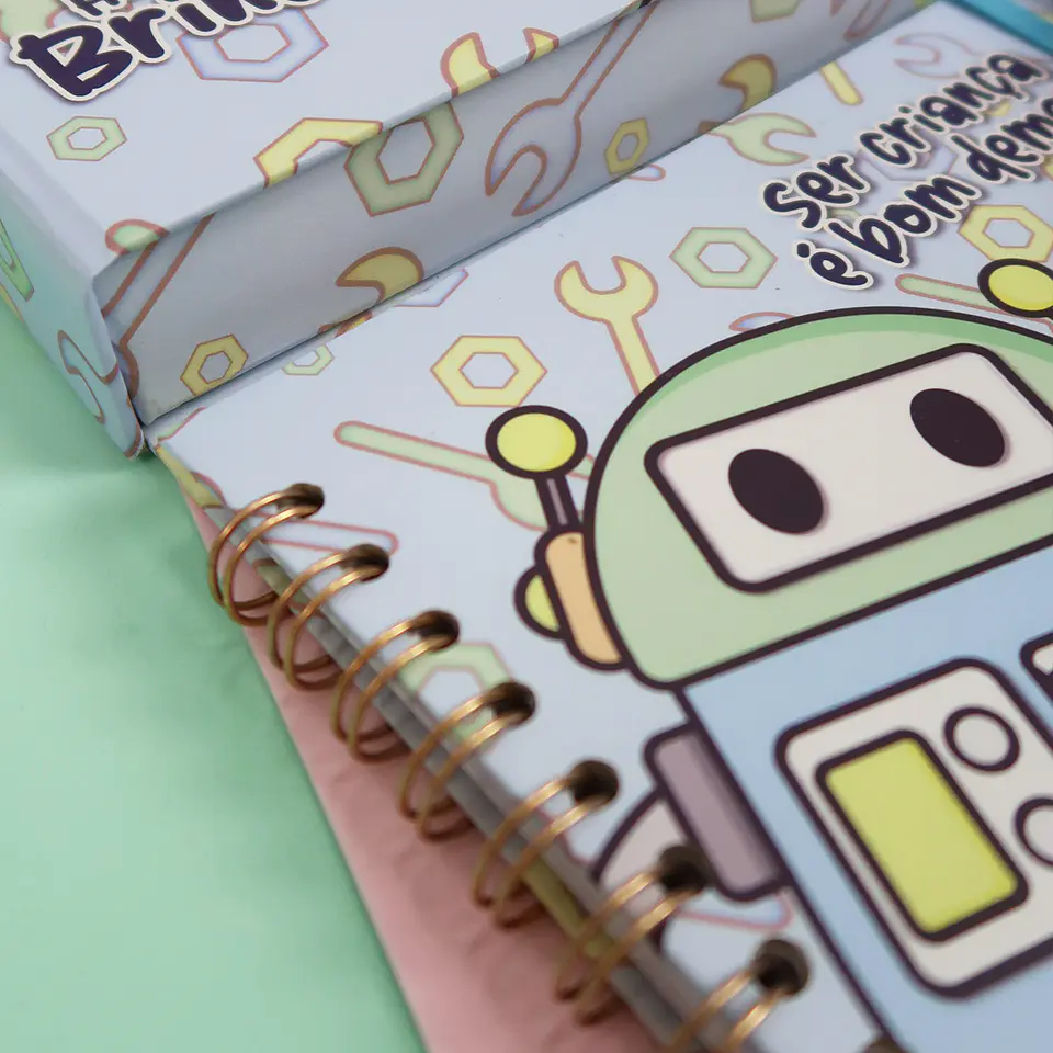 Arquivo Cartonagem Maleta Mágica Colorir Robô - Lidi 2