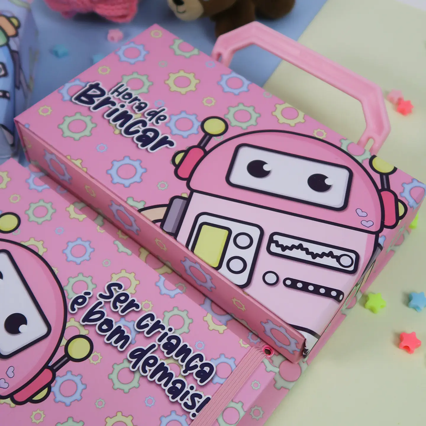 Arquivo Cartonagem Maleta Mágica Colorir Robô - Lidi 4