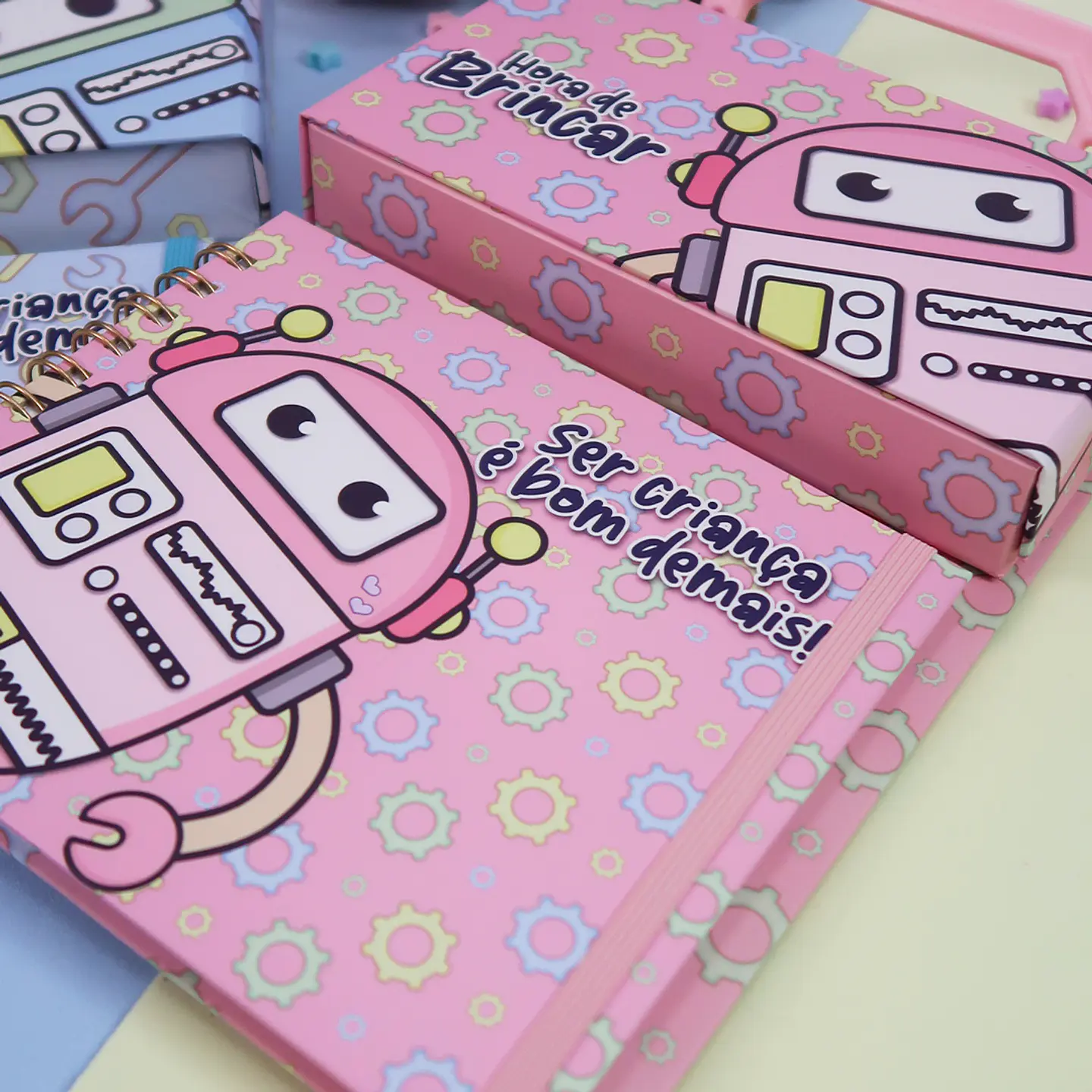 Arquivo Cartonagem Maleta Mágica Colorir Robô - Lidi 5