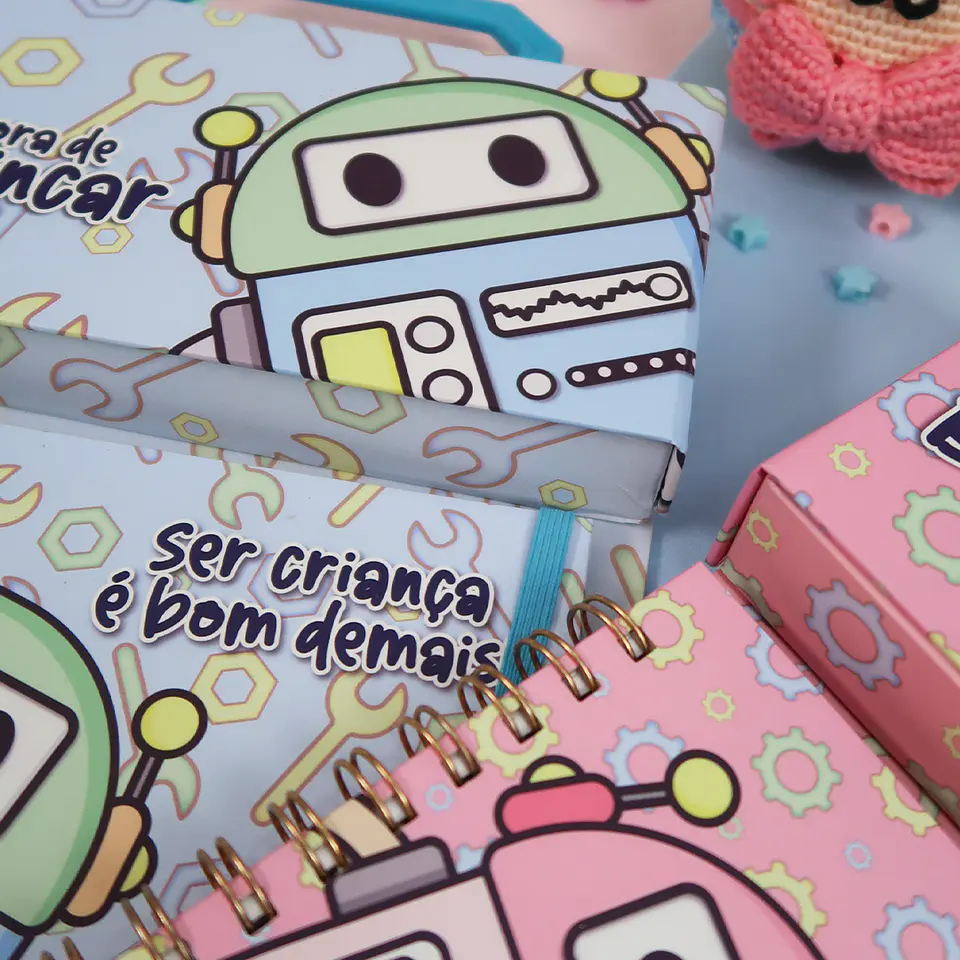 Arquivo Cartonagem Maleta Mágica Colorir Robô - Lidi 6