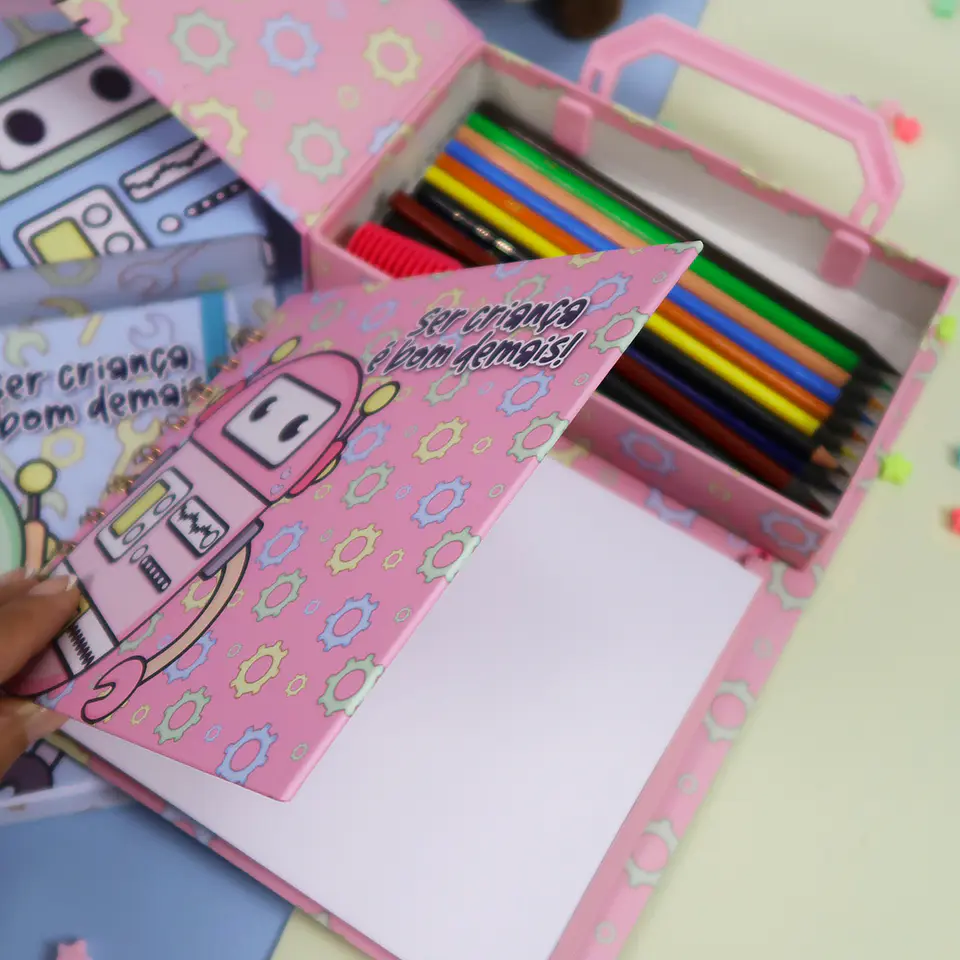 Arquivo Cartonagem Maleta Mágica Colorir Robô - Lidi 10