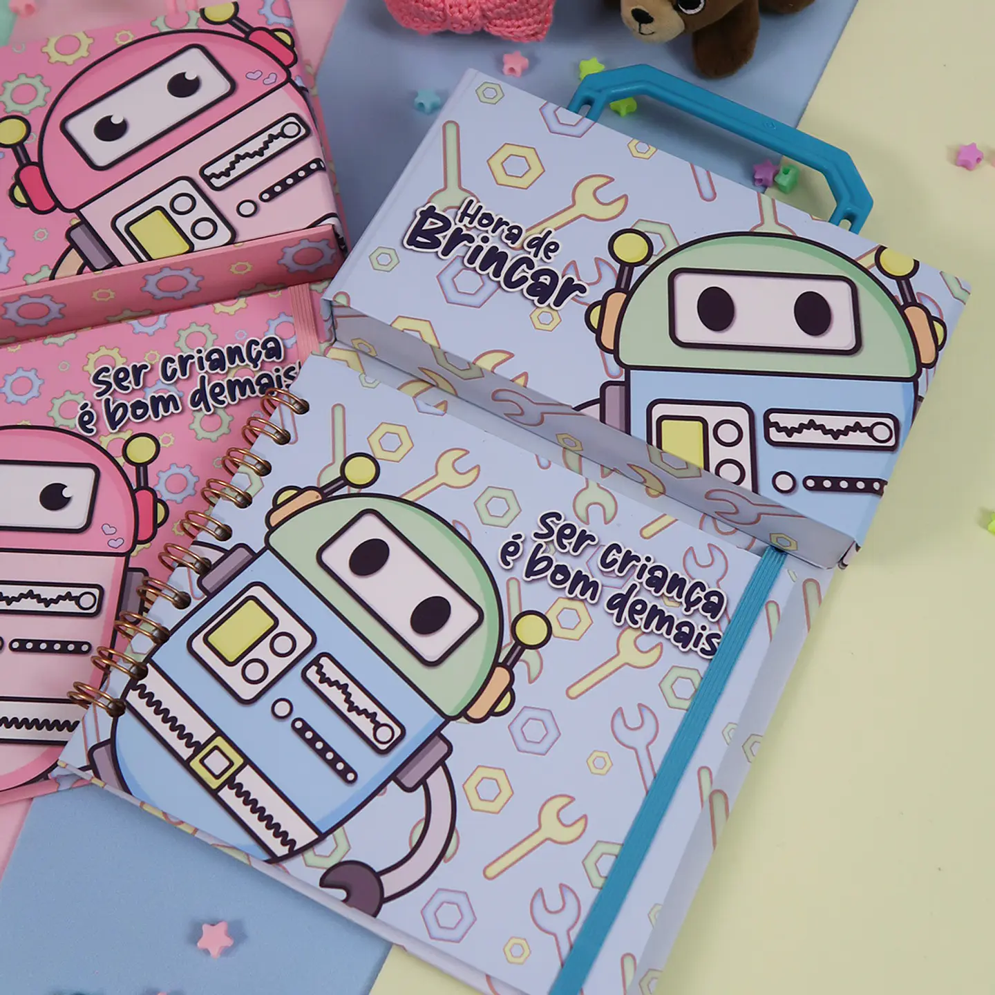 Arquivo Cartonagem Maleta Mágica Colorir Robô - Lidi 11