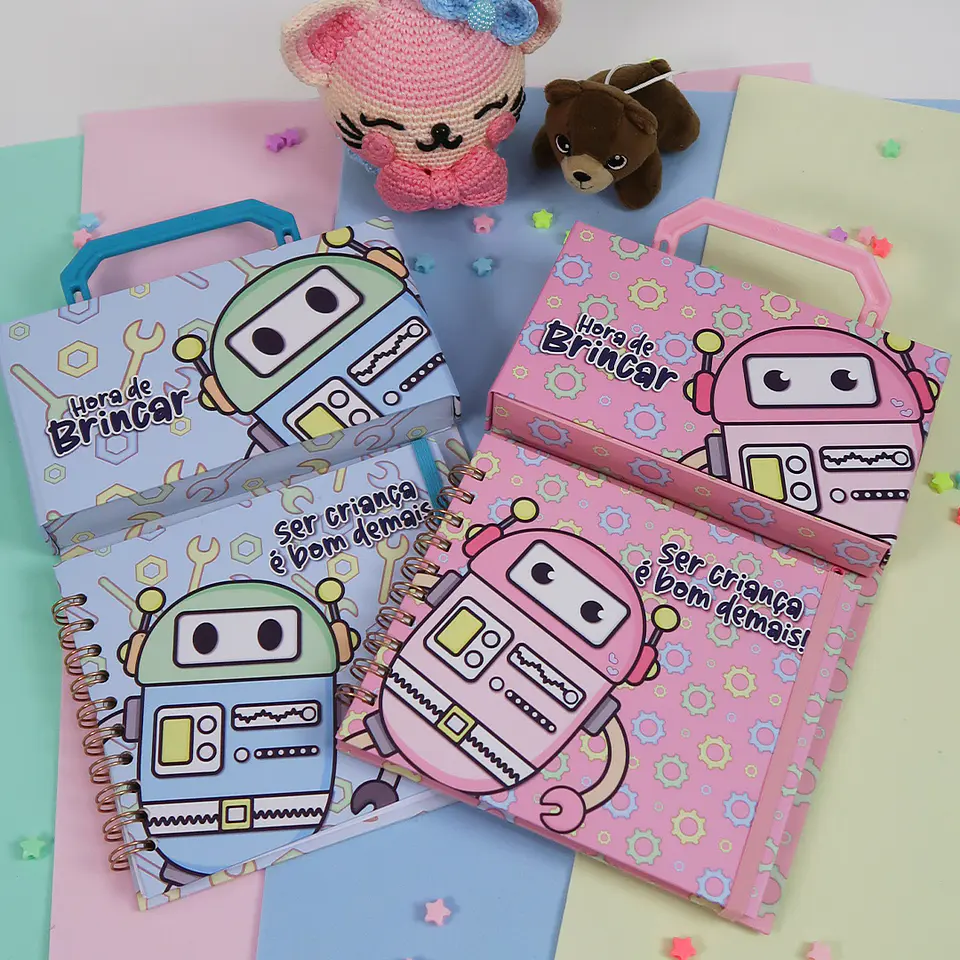 Arquivo Cartonagem Maleta Mágica Colorir Robô - Lidi 14