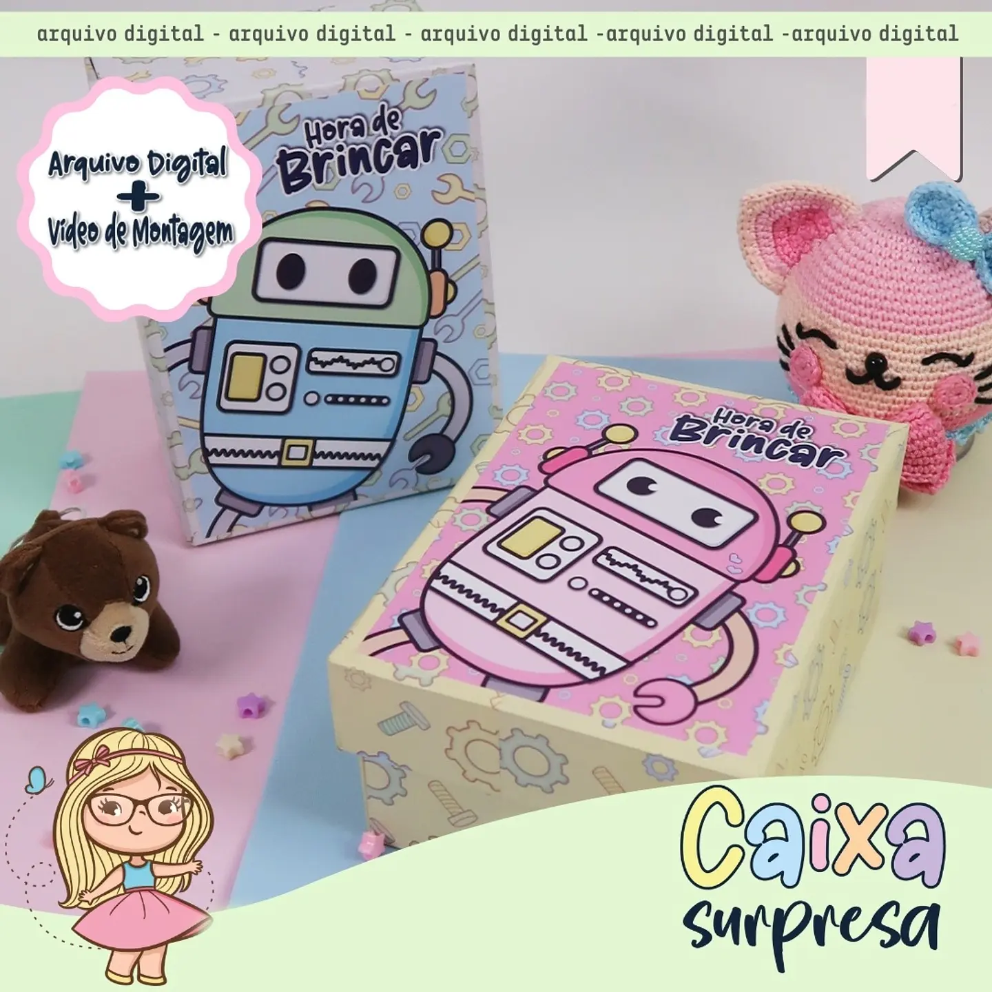 Arquivo Cartonagem Caixa Surpresa Robô - Lidi 1