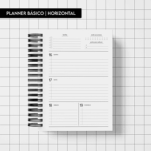 Arquivo Miolo Planner Básico 2025 Horizontal - Trilha de papel