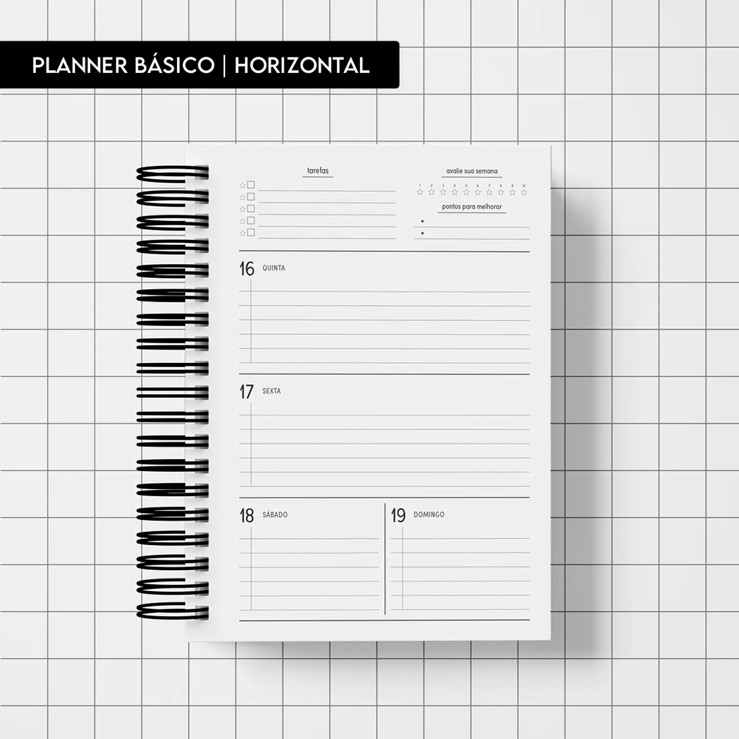 Arquivo Miolo Planner Básico 2025 Horizontal - Trilha de papel 1