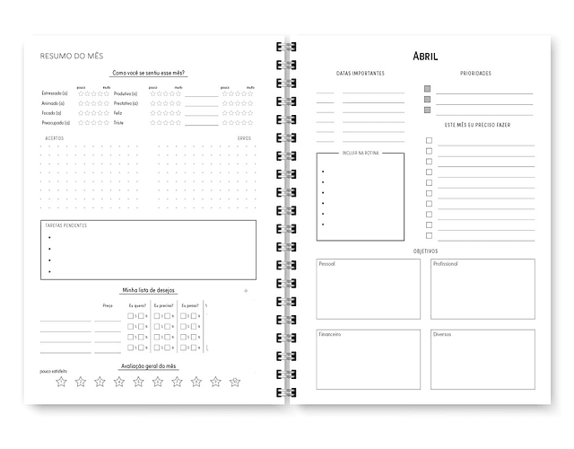 Arquivo Miolo Planner Básico 2025 Horizontal - Trilha de papel