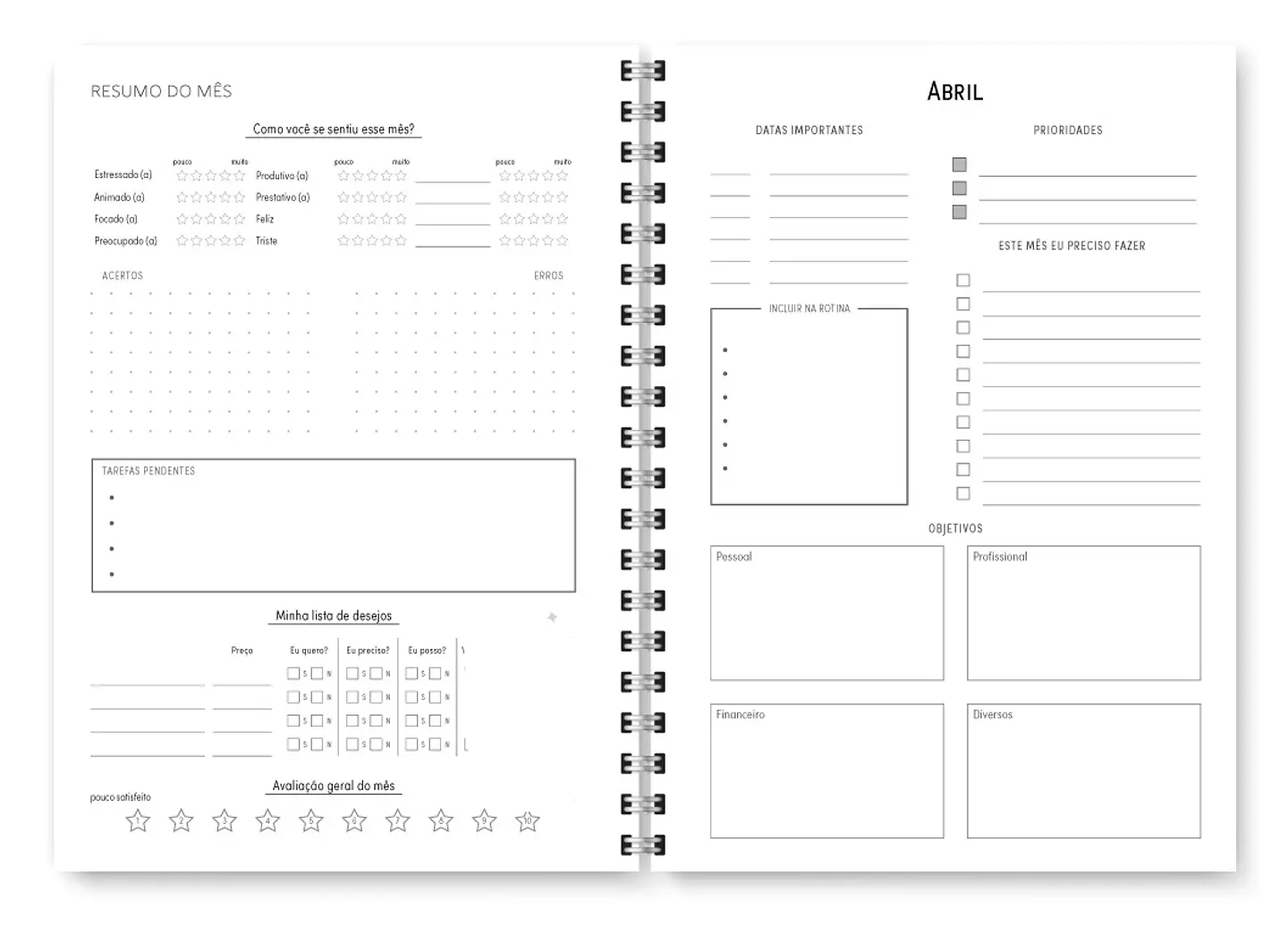 Arquivo Miolo Planner Básico 2025 Horizontal - Trilha de papel 2