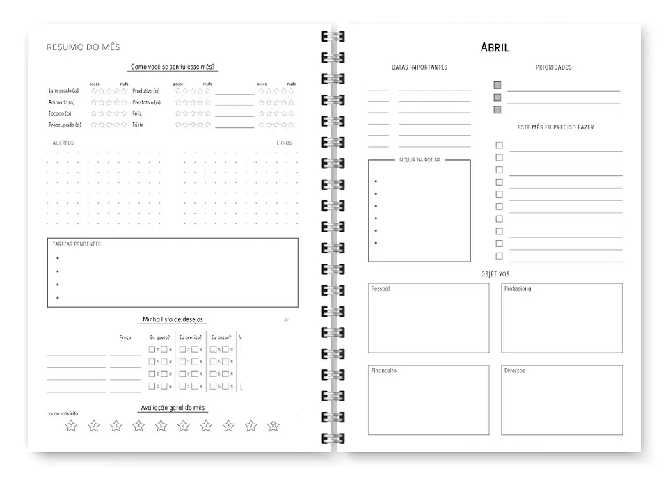 Arquivo Miolo Planner Básico 2025 Horizontal - Trilha de papel 2